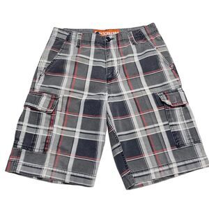 Iron Men’s Plaid Denim Cargo Shorts Sz 30